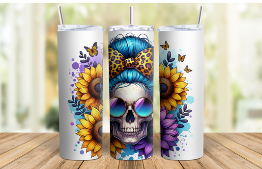 20 0z Skinny Tumbler - Skull Sunglasses