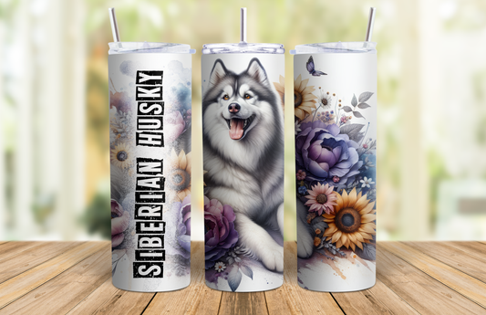 20 oz Skinny Tumbler - Siberian Husky