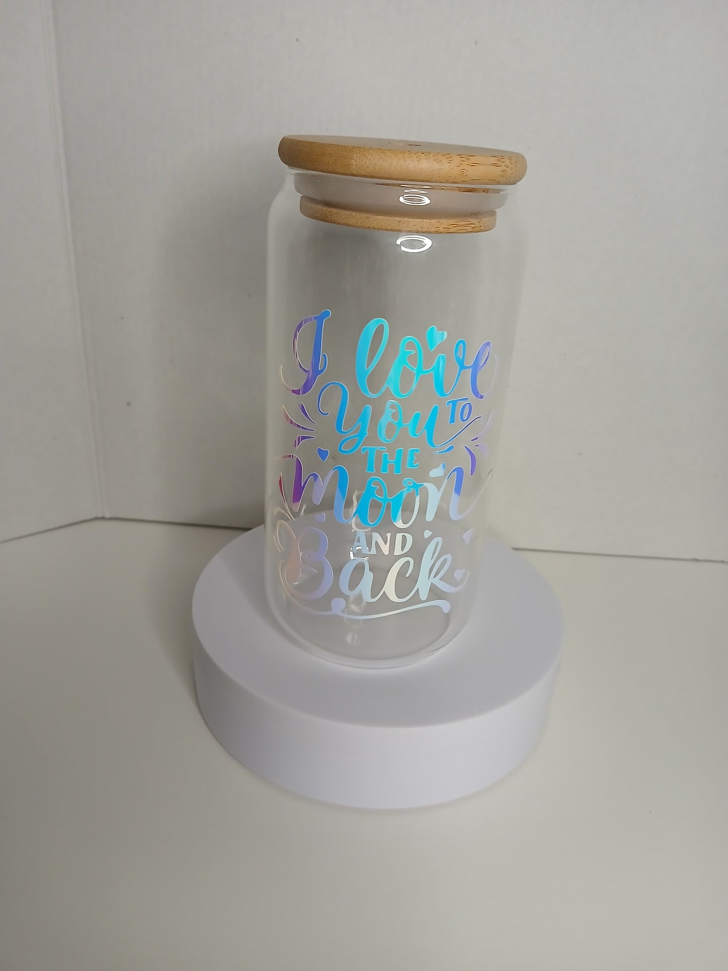 16 oz Glass Cup - To the Moon and back