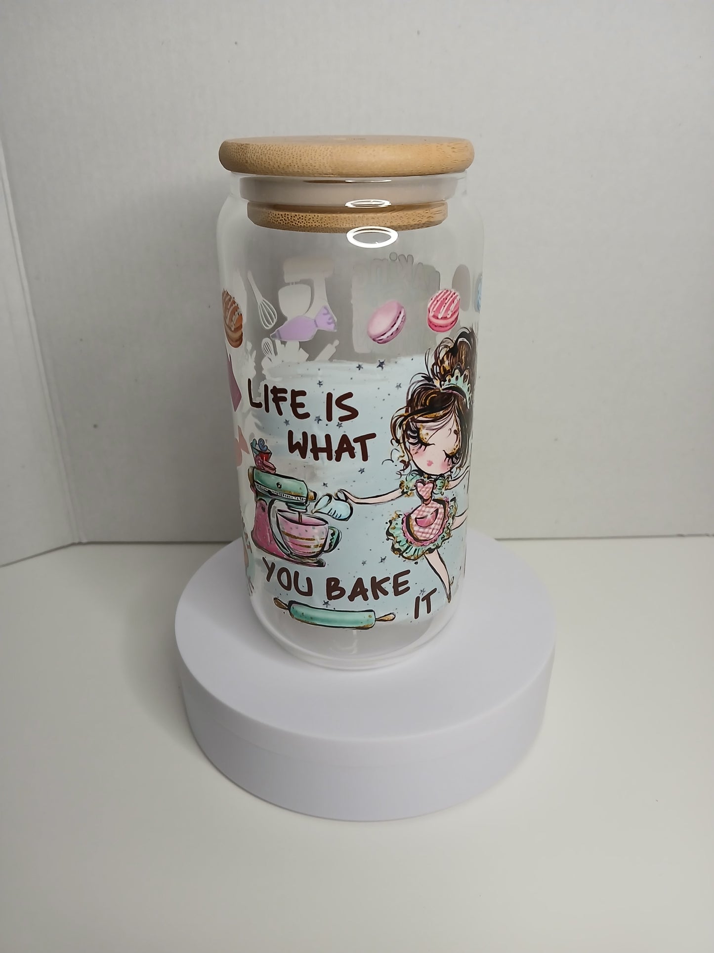 16 oz Glass Cup - Life is what you Bake