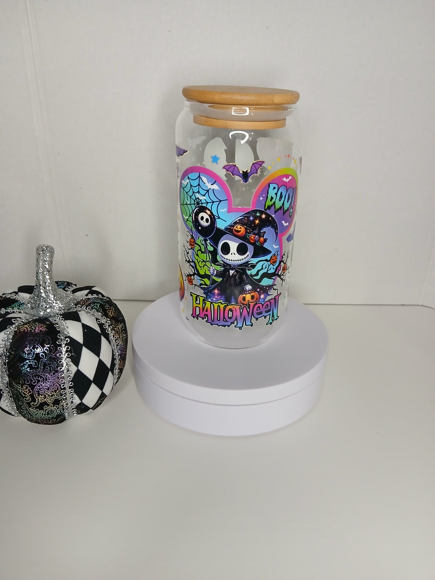 16 oz Glass Cup - Cute Halloween