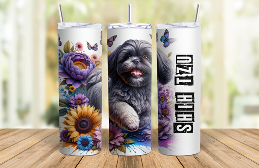 20 oz Skinny Tumbler - Shih Tzu