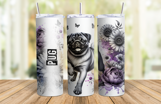 20 oz Skinny Tumbler - Pug