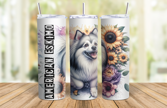 20 oz Skinny Tumbler - American Eskimo