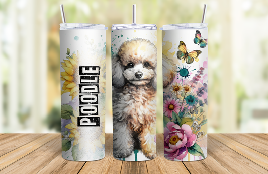 20 oz Skinny Tumbler - Poodle