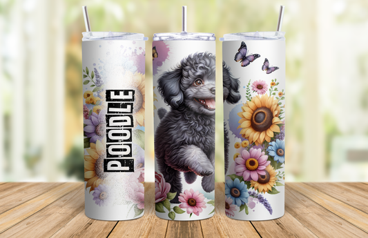 20 oz Skinny Tumbler - Poodle