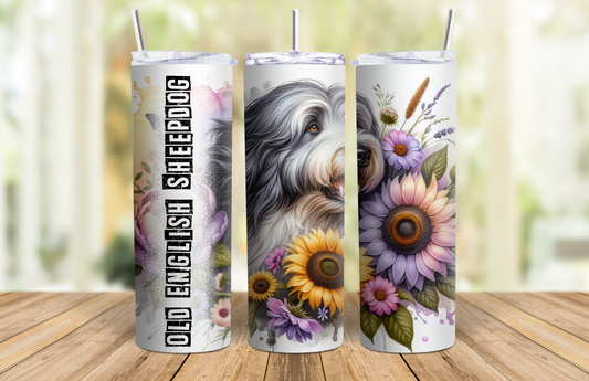 20 oz Skinny Tumbler - Old English Sheepdog