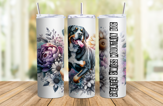 20 oz Skinny Tumbler - Greater Swiss Mountain Dog