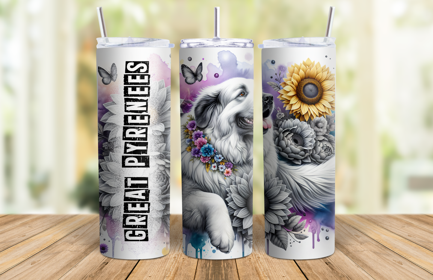 20 oz Skinny Tumbler - Great Pyrenese