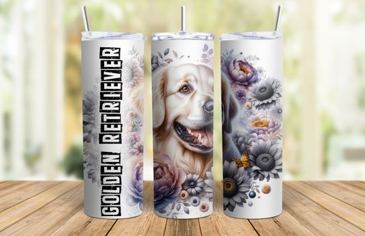 20 oz Skinny Tumbler - Golden Retriever