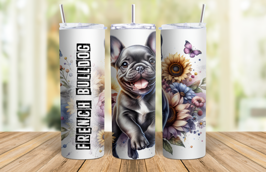 20 oz Skinny Tumbler - French Bulldog