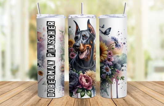 20 oz Skinny Tumbler - Doberman Pinscher