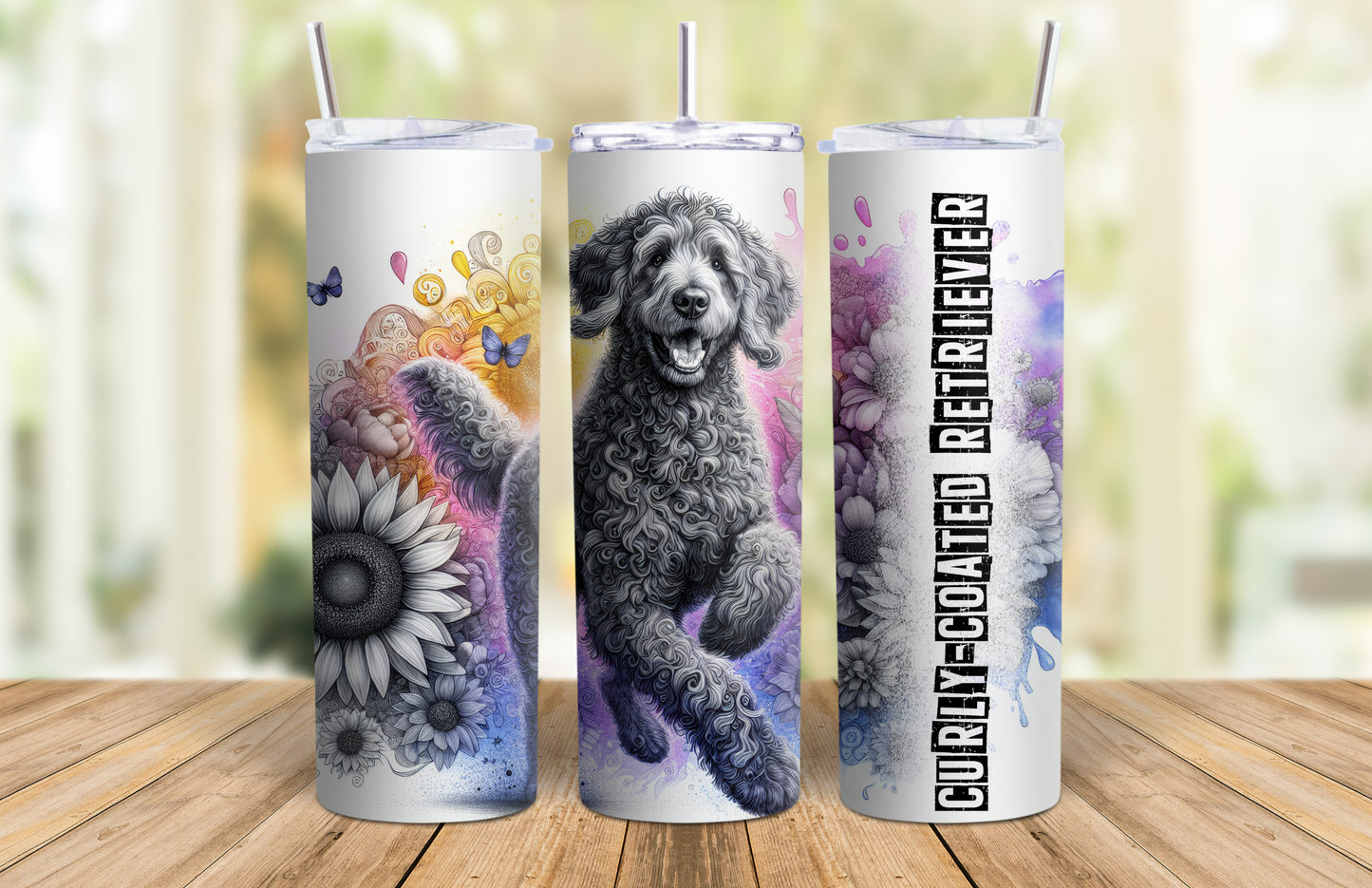 20 oz Skinny Tumbler - Curly-coated Retriever