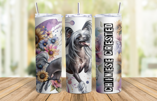 20 oz Skinny Tumbler - Chinese Crested