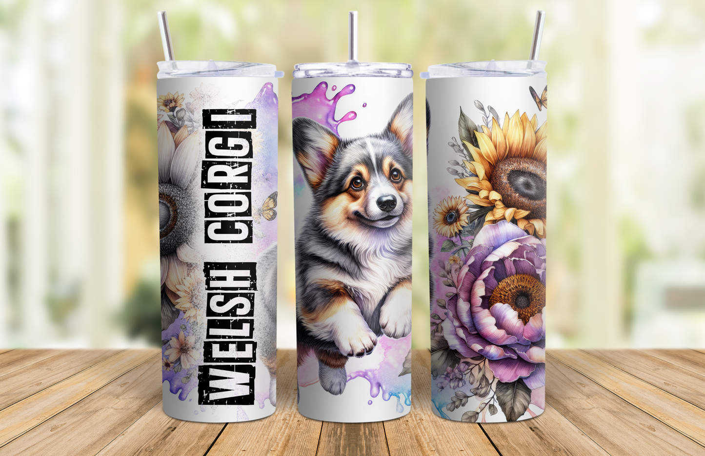 20 oz Skinny Tumbler - Welsh Corgi