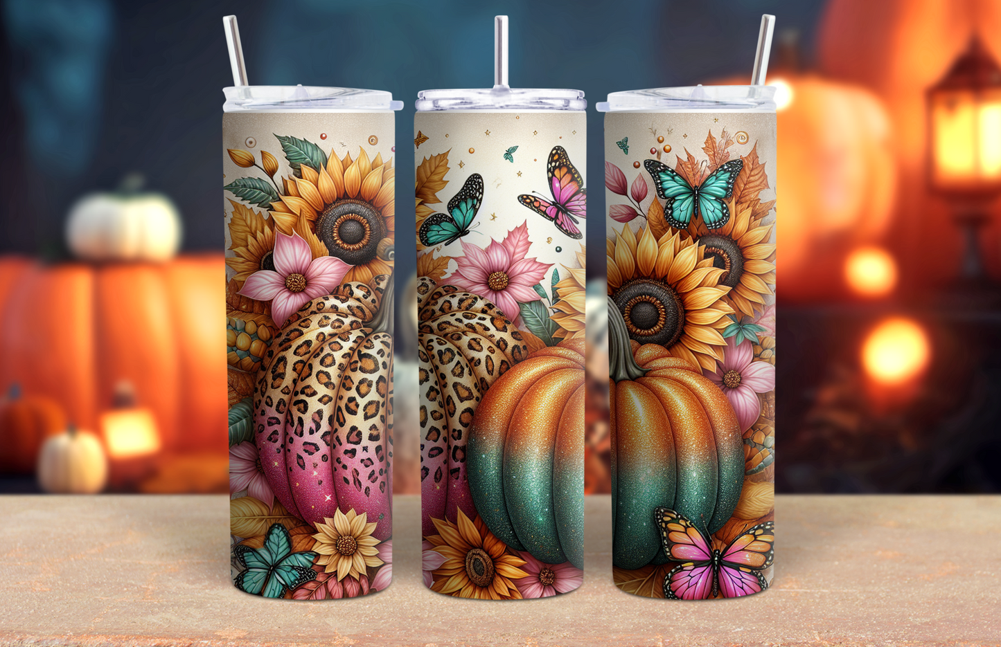 20 oz Skinny Tumbler - Pink Pumpkin