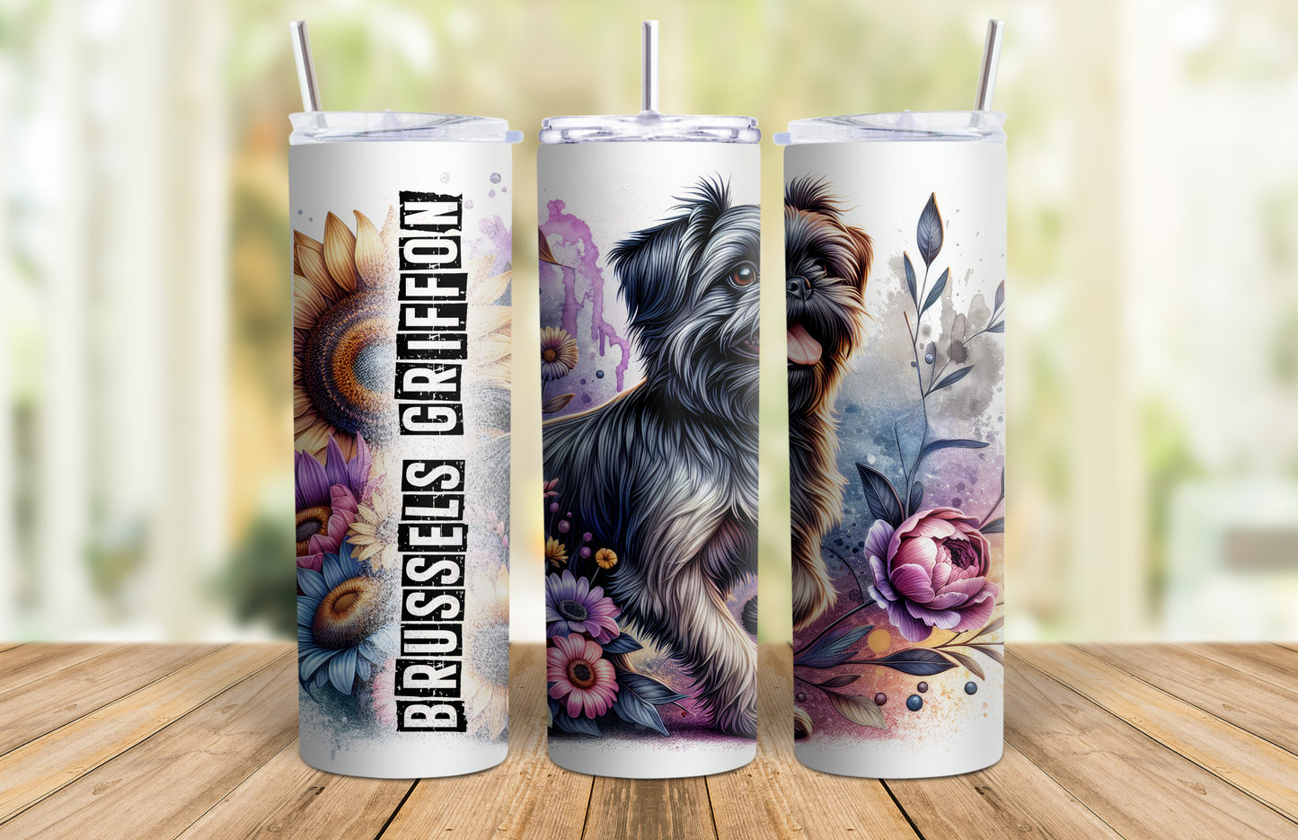 20 oz Skinny Tumbler - Brussels Griffon