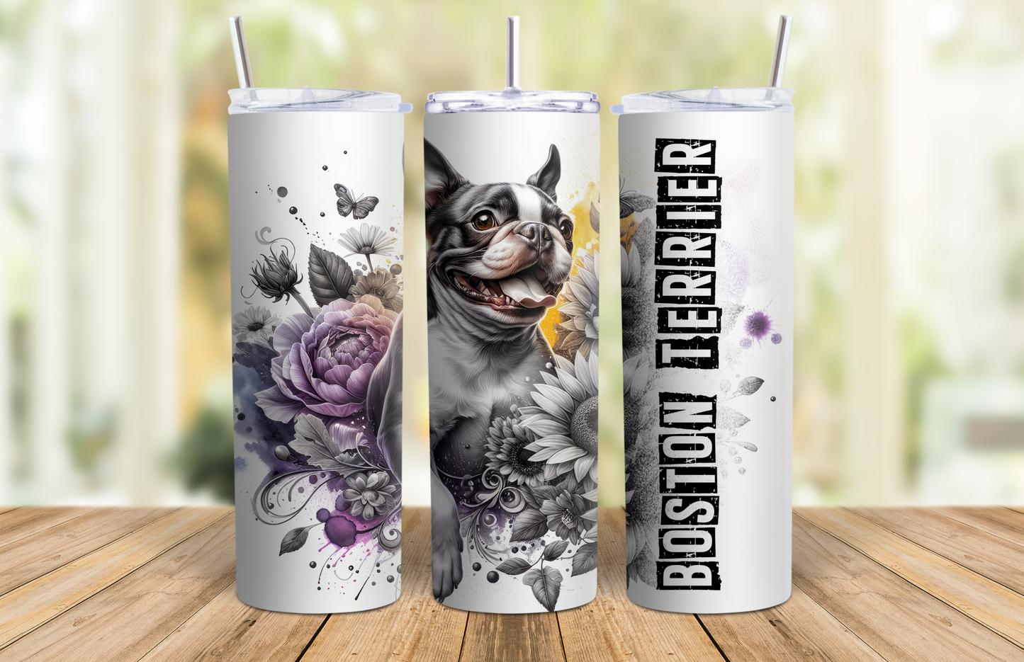 20 oz Skinny Tumbler - Boston Terrier