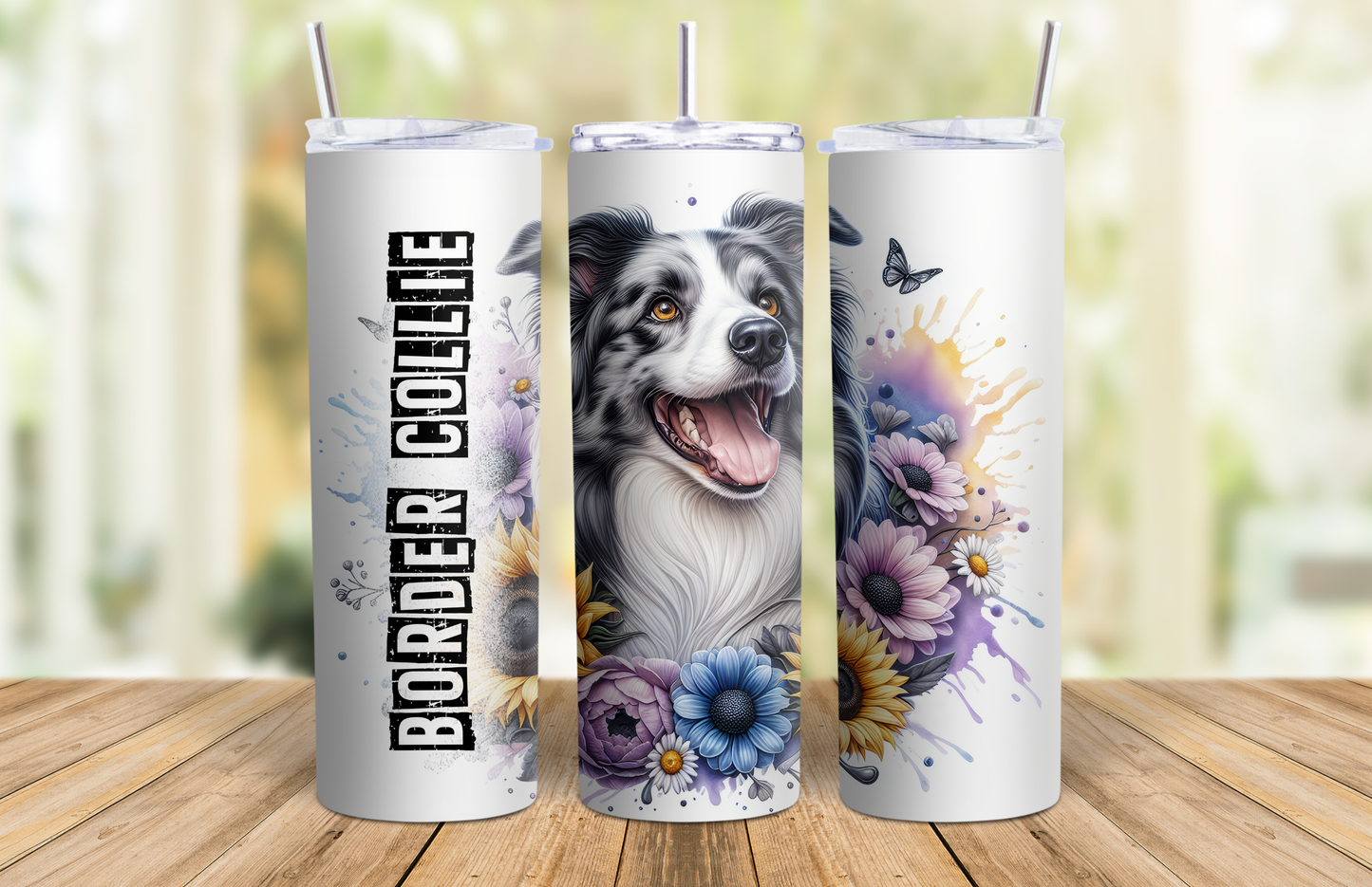 20 oz Skinny Tumbler - Border Collie