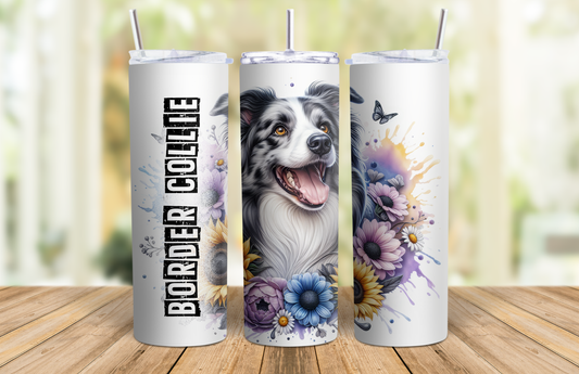 20 oz Skinny Tumbler - Border Collie