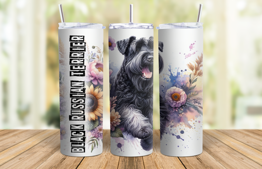 20 oz Skinny Tumbler - Black Russian Terrier