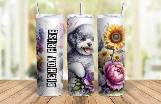 20 oz Skinny Tumbler - Bichon Frise