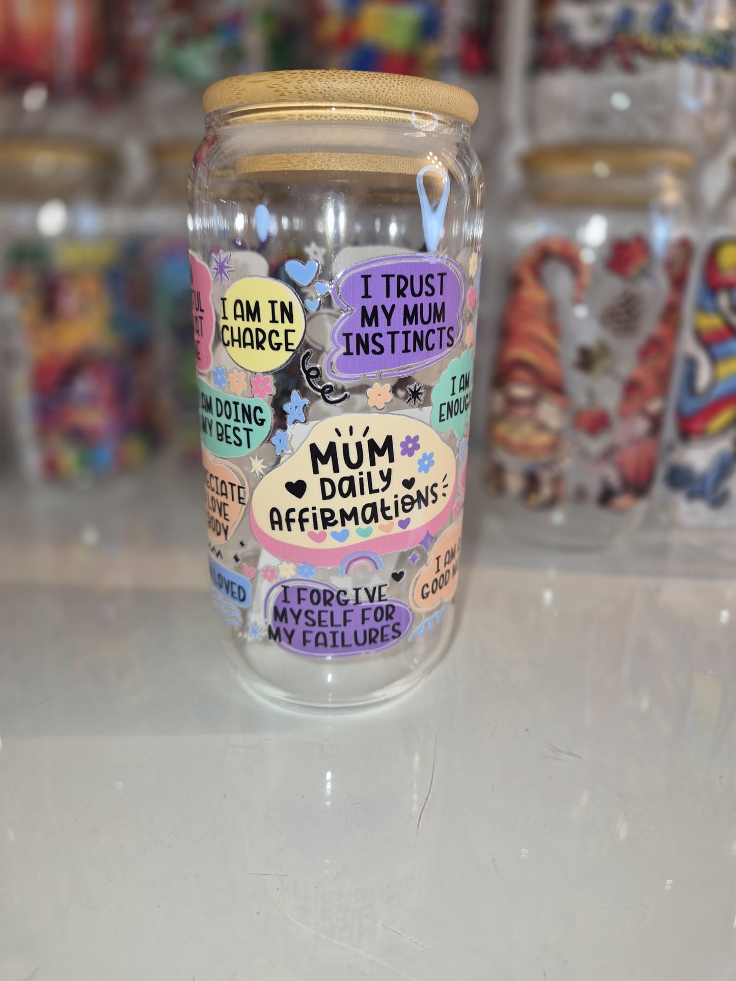 16 oz Glass Cup - Mum Affirmation